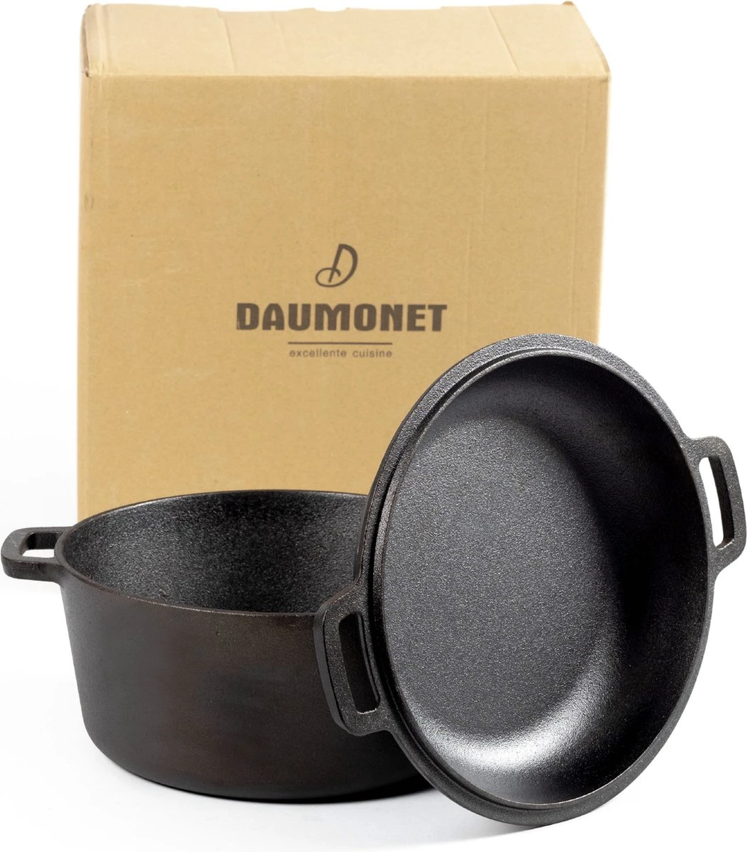 Daumonet Ducasse Gietijzeren Double Use Braadpan - Combi Sudderpan Zwart - 2-in-1 Bak- En Braadpan - PFAS & PFOA Vrij - Rond - Ø 26 Cm - 4,4 Liter - Emaille - Alle Warmtebronnen - Elektrisch - Gas - Halogeen - Inductie - Keramisch 8 Daumonet Ducasse Gietijzeren Double Use Braadpan - Combi Sudderpan Zwart - 2-in-1 Bak- En Braadpan - PFAS & PFOA Vrij - Rond - Ø 26 Cm - 4,4 Liter - Emaille - Alle Warmtebronnen - Elektrisch - Gas - Halogeen - Inductie - Keramisch - Afbeelding 8