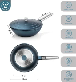 Westinghouse Performance Series - Wokpan Inductie - 28cm Luxe Wok Met Deksel - Blauw - Geschikt Voor Alle Warmtebronnen -PannenPunt Aanbiedingen Winkel 1120x1200 1