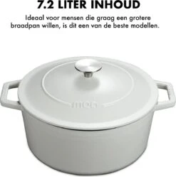 MOA Gietijzeren Braadpan - Inhoud 7,2 Liter - 30CM - Rond - Alle Warmtebronnen - Ook Voor Inductie - Gewicht 7,3 Kg - Wit - C30W -PannenPunt Aanbiedingen Winkel 1192x1200 13