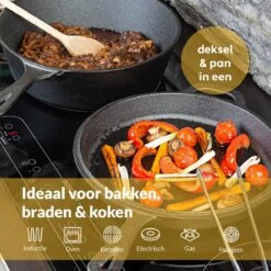 Chefarone Gietijzeren Pan - 2-in-1 Braadpan Inclusief Deksel - Geschikt Voor Alle Warmtebronnen -PannenPunt Aanbiedingen Winkel 1199x1200 5