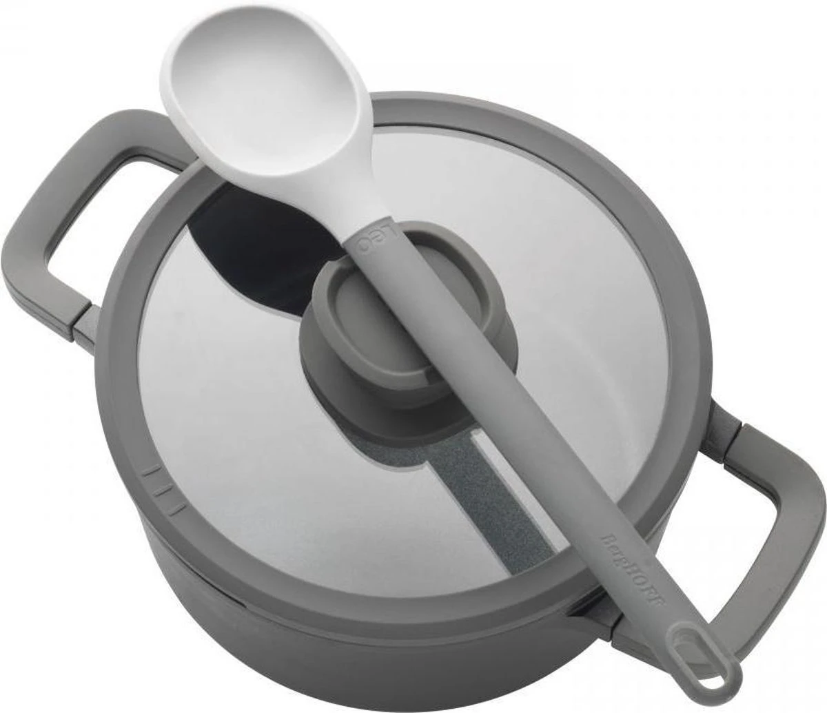BergHOFF Leo Hapjespan Stone - 28 Cm - Met Glazen Deksel 2 BergHOFF Leo Hapjespan Stone - 28 Cm - Met Glazen Deksel - Afbeelding 2