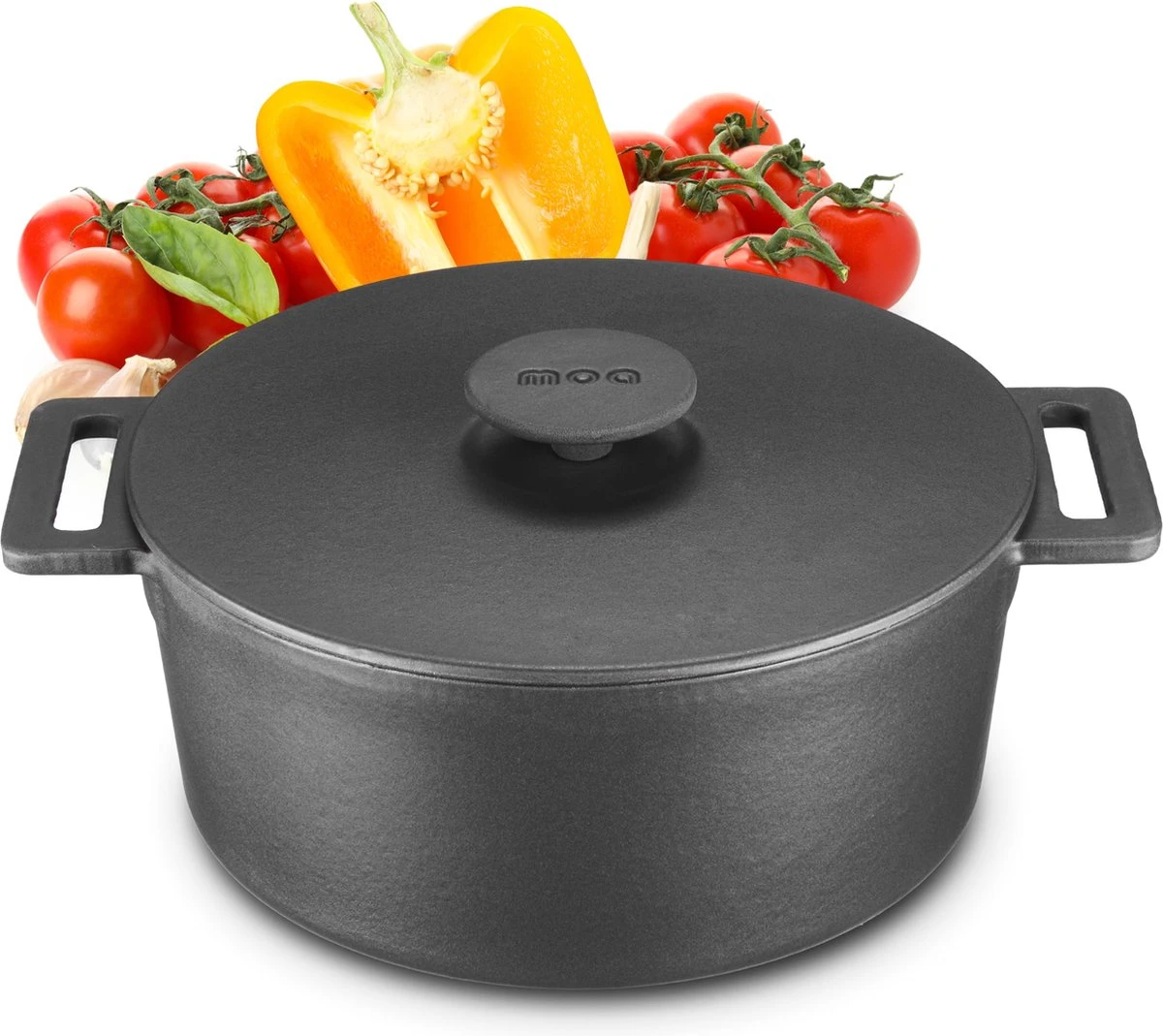 MOA Gietijzeren Braadpan - Inhoud 4,75 Liter - 26CM - Rond - Alle Warmtebronnen - Ook Voor Inductie - Gewicht 5,8 Kg - Zwart - MOAMC26B 1 MOA Gietijzeren Braadpan - Inhoud 4,75 Liter - 26CM - Rond - Alle Warmtebronnen - Ook Voor Inductie - Gewicht 5,8 Kg - Zwart - MOAMC26B