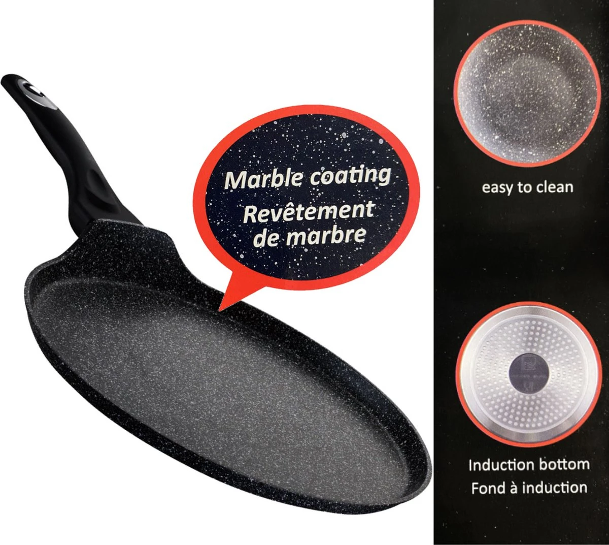 Pannenkoekenpan Antiaanbak - Inductie Marmer - 28cm 1 Pannenkoekenpan Antiaanbak - Inductie Marmer - 28cm