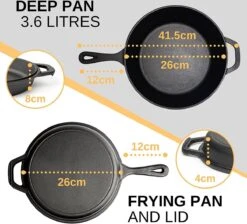 Nuovva 2-in-1 Gietijzeren Steelpan En Braadpan Of Grillplaat Met Dubbel Functie Koekenpan Deksel - 3 Liter - 26cm -PannenPunt Aanbiedingen Winkel 1200x1086 1