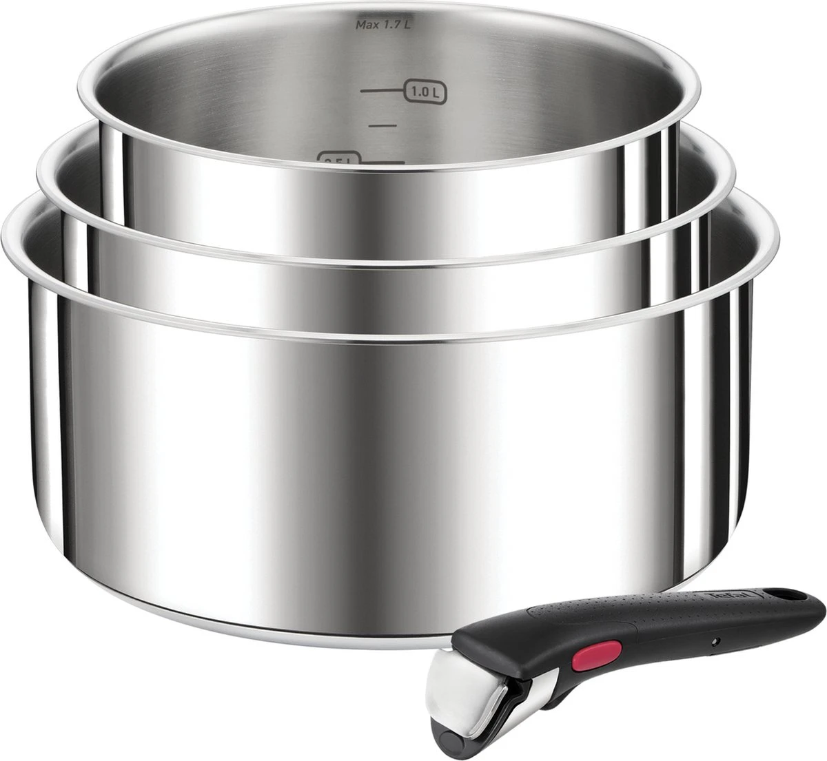 Tefal Ingenio Preference - Pannenset - Steelpannen Ø16cm + Ø18cm + Ø20cm + Handgreep 1 Tefal Ingenio Preference - Pannenset - Steelpannen Ø16cm + Ø18cm + Ø20cm + Handgreep