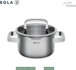 Sola Pannenset Juvia - 4 Delig - Ø 16,16,18,20 Cm - Zilver - RVS - Sandwichbodem -PannenPunt Aanbiedingen Winkel 1200x1110 2