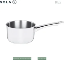 Sola Pannenset Blizz - 4 Delig - Ø Cm - Zilver - RVS - Sandwichbodem -PannenPunt Aanbiedingen Winkel 1200x1129