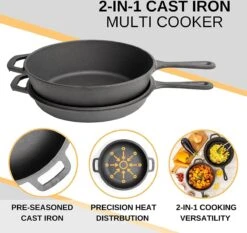 Nuovva 2-in-1 Gietijzeren Steelpan En Braadpan Of Grillplaat Met Dubbel Functie Koekenpan Deksel - 3 Liter - 26cm -PannenPunt Aanbiedingen Winkel 1200x1134 1