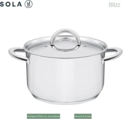 Sola Pannenset Blizz - 4 Delig - Ø Cm - Zilver - RVS - Sandwichbodem -PannenPunt Aanbiedingen Winkel 1200x1160