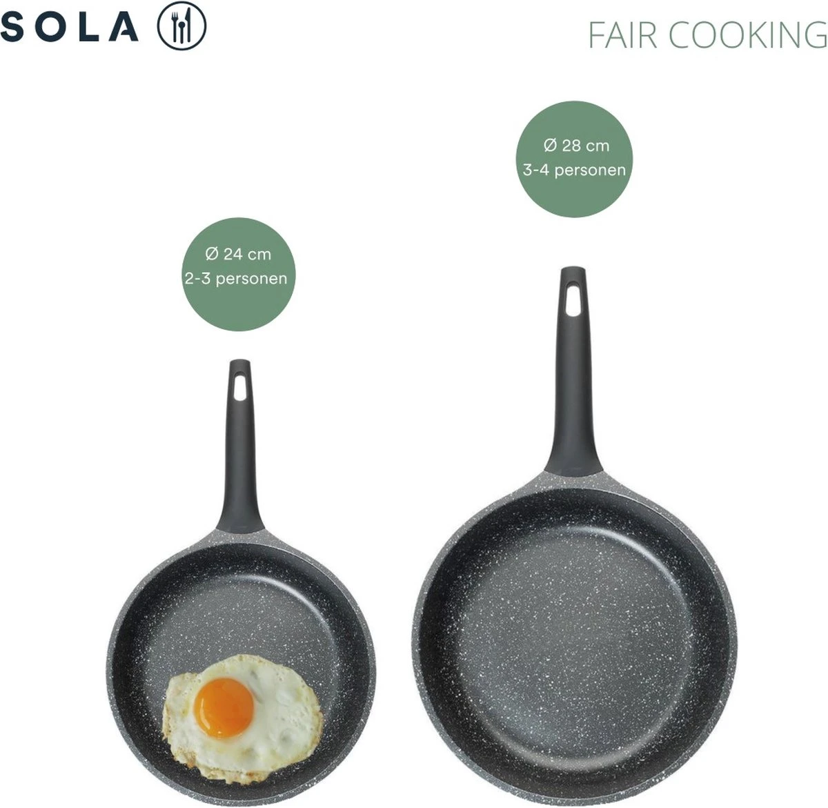 Sola Koekenpan Fair Cooking - Ø 28 Cm - Zwart/wit - Aluminium - Antiaanbaklaag 9 Sola Koekenpan Fair Cooking - Ø 28 Cm - Zwart/wit - Aluminium - Antiaanbaklaag - Afbeelding 9