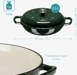 Navaris Gietijzeren Stoofpan Met Deksel- 3,5 Liter Gietijzeren Ovenschaal Van Email - Geschikt Voor Alle Warmtebronnen - Groen 9 Navaris Gietijzeren Stoofpan Met Deksel- 3,5 Liter Gietijzeren Ovenschaal Van Email - Geschikt Voor Alle Warmtebronnen - Groen -PannenPunt Aanbiedingen Winkel 1200x1171 5