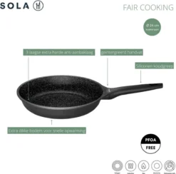 Sola - Fair Cooking Zwart/wit Greblon Anti Aanbaklaag 9 Sola - Fair Cooking Zwart/wit Greblon Anti Aanbaklaag -PannenPunt Aanbiedingen Winkel 1200x1184