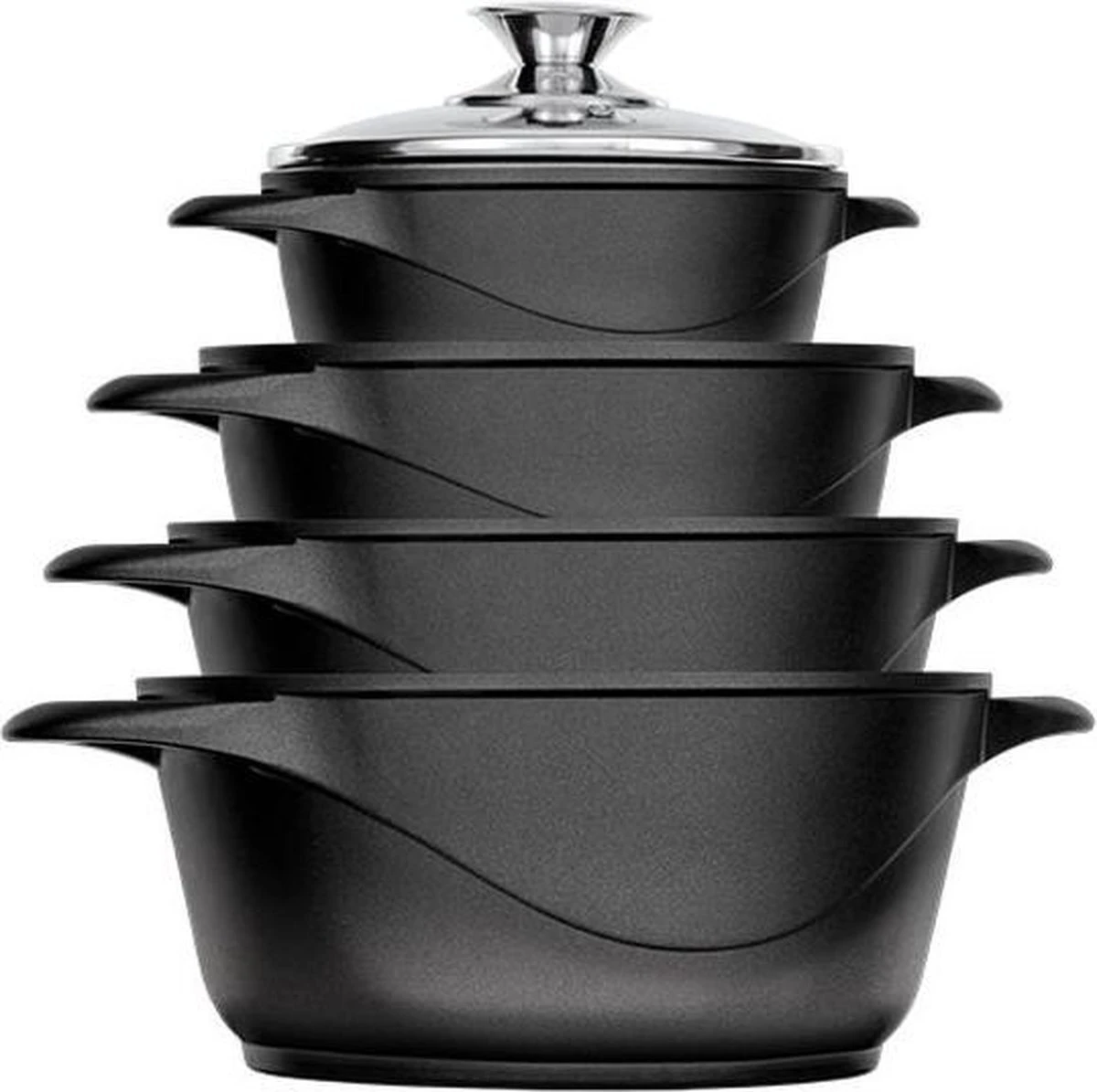 Smile 10 Delige Pannenset - Antiaanbaklaag - Vaatwasser Bestendig - Zwart 16 Smile 10 Delige Pannenset - Antiaanbaklaag - Vaatwasser Bestendig - Zwart - Afbeelding 16