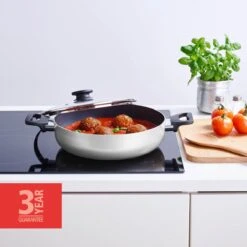 BRABANTIA INDU+ Hapjespan - Keramische Antiaanbaklaag - Met Deksel - Ø 28 Cm - Inductie - Pfas Vrij -PannenPunt Aanbiedingen Winkel 1200x1200 1021