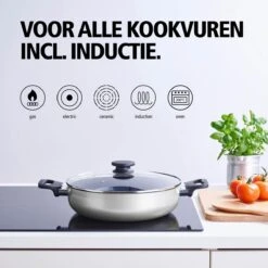 BRABANTIA INDU+ Hapjespan - Keramische Antiaanbaklaag - Met Deksel - Ø 28 Cm - Inductie - Pfas Vrij -PannenPunt Aanbiedingen Winkel 1200x1200 1024