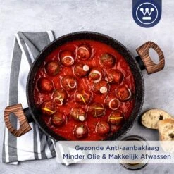 Westinghouse Hapjespan Inductie - Ø 28 Cm - Zwart Marmer Wood - Speciale Editie - Met Deksel - Geschikt Voor Alle Warmtebronnen -PannenPunt Aanbiedingen Winkel 1200x1200 1029