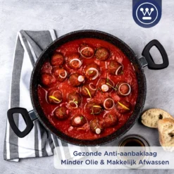 Westinghouse Hapjespan Inductie - Ø 28 Cm - Zwart Marmer - Met Deksel -PannenPunt Aanbiedingen Winkel 1200x1200 1032