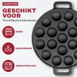 MM Brands Poffertjespan - Poffertjesmaker - Inductie / Oven / BBQ - Inclusief Handvat, Borstel En Vorken -PannenPunt Aanbiedingen Winkel 1200x1200 1074