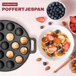 MM Brands Poffertjespan - Poffertjesmaker - Inductie / Oven / BBQ - Inclusief Handvat, Borstel En Vorken -PannenPunt Aanbiedingen Winkel 1200x1200 1080