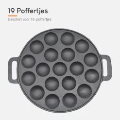 Ocina Poffertjespan– 19 Poffertjes – Poffertjesmaker – Poffertjespan Inductie – Poffertjespan Electrisch – Gietijzeren Pan – Inclusief Warmtebestendige Handvaten– Gratis Receptenboek -PannenPunt Aanbiedingen Winkel 1200x1200 1084