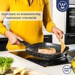 Westinghouse Grillpan - Ø 28 Cm - Zwart Marmer - Geschikt Voor Alle Warmtebronnen Inclusief Inductie - Steakpan Met Antiaanbaklaag- Aluminium -PannenPunt Aanbiedingen Winkel 1200x1200 1167