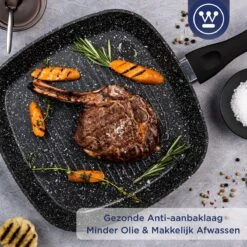 Westinghouse Grillpan - Ø 28 Cm - Zwart Marmer - Geschikt Voor Alle Warmtebronnen Inclusief Inductie - Steakpan Met Antiaanbaklaag- Aluminium -PannenPunt Aanbiedingen Winkel 1200x1200 1168