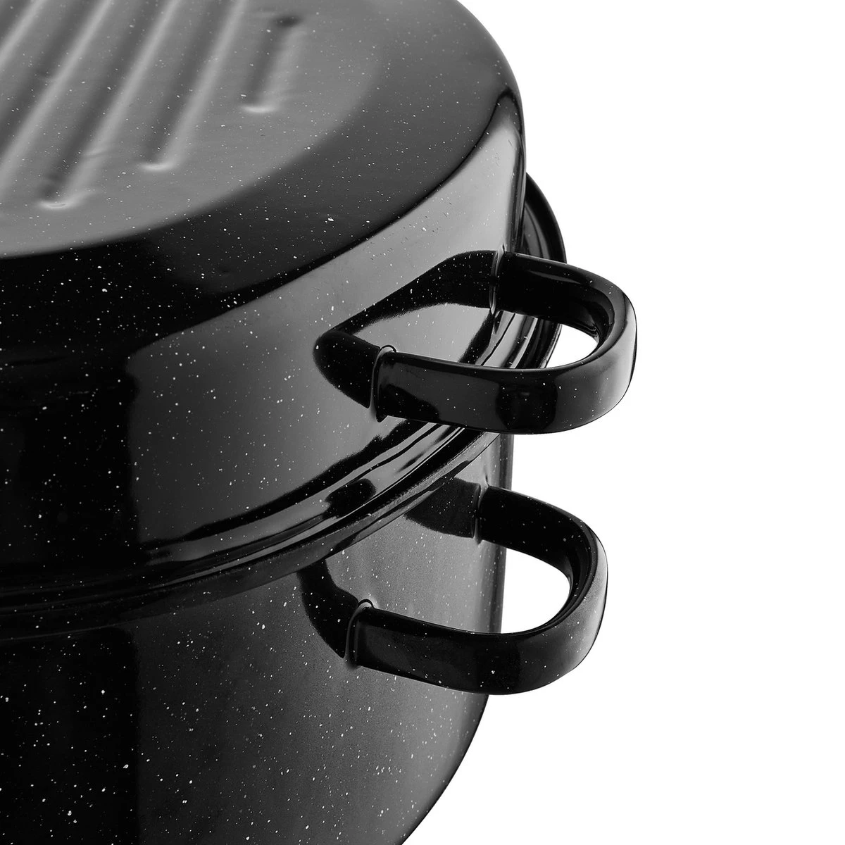 Emalia Geëmailleerde Braadpan Met Deksel 7L - Braadslede - Bakpan - Grillpan - Emaille - Zwart 2 Emalia Geëmailleerde Braadpan Met Deksel 7L - Braadslede - Bakpan - Grillpan - Emaille - Zwart - Afbeelding 2