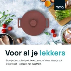 MOA Gietijzeren Braadpan - Inhoud 4,75 Liter - 26CM - Rond - Alle Warmtebronnen - Ook Voor Inductie - Gewicht 5,8 Kg - Bordeaux Rood - MC26BR -PannenPunt Aanbiedingen Winkel 1200x1200 1249