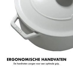 MOA Gietijzeren Braadpan - Inhoud 5,7 Liter - 26CM - Rond - Alle Warmtebronnen - Ook Voor Inductie - Gewicht 5,8 Kg - Wit - C26W -PannenPunt Aanbiedingen Winkel 1200x1200 1262