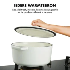MOA Gietijzeren Braadpan - Inhoud 5,7 Liter - 26CM - Rond - Alle Warmtebronnen - Ook Voor Inductie - Gewicht 5,8 Kg - Wit - C26W -PannenPunt Aanbiedingen Winkel 1200x1200 1264