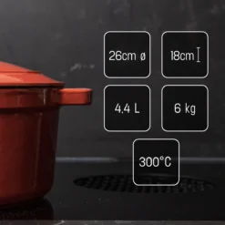 Daumonet Carême Rouge Gietijzeren Braadpan - Sudderpan Kersen Rood - Rond - Ø26 Cm - 4,4 Liter - PFAS & PFOA Vrij - Emaille - Geschikt Voor Alle Warmtebronnen - Elektrisch - Gas - Halogeen - Inductie - Keramisch - Vaatwasserbestendig 16 Daumonet Carême Rouge Gietijzeren Braadpan - Sudderpan Kersen Rood - Rond - Ø26 Cm - 4,4 Liter - PFAS & PFOA Vrij - Emaille - Geschikt Voor Alle Warmtebronnen - Elektrisch - Gas - Halogeen - Inductie - Keramisch - Vaatwasserbestendig -PannenPunt Aanbiedingen Winkel 1200x1200 1333