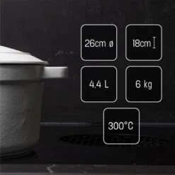 Daumonet Carême Blanc Gietijzeren Braadpan - Sudderpan Wit - Rond - Ø 26 Cm - 4,4 Liter - 100% PFAS & PFOA Vrij - Emaille - Geschikt Voor Alle Warmtebronnen - Elektrisch - Gas - Halogeen - Inductie - Keramisch - Vaatwasserbestendig -PannenPunt Aanbiedingen Winkel 1200x1200 1400