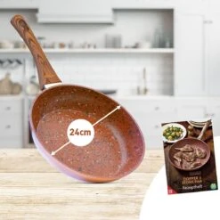 Livington Copper & Stone Pan - 24cm Koekenpan- Anti-aanbaklaag En Krasbestendig - Graniet Look - Binnenste Steenlaag Voor Perfecte Warmteverdeling - Geschikt Voor Ceran, Gas, Elektrisch, Inductie -PannenPunt Aanbiedingen Winkel 1200x1200 1421