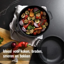 Daumonet Ducasse Gietijzeren Double Use Braadpan - Combi Sudderpan Zwart - 2-in-1 Bak- En Braadpan - PFAS & PFOA Vrij - Rond - Ø 26 Cm - 4,4 Liter - Emaille - Alle Warmtebronnen - Elektrisch - Gas - Halogeen - Inductie - Keramisch 13 Daumonet Ducasse Gietijzeren Double Use Braadpan - Combi Sudderpan Zwart - 2-in-1 Bak- En Braadpan - PFAS & PFOA Vrij - Rond - Ø 26 Cm - 4,4 Liter - Emaille - Alle Warmtebronnen - Elektrisch - Gas - Halogeen - Inductie - Keramisch -PannenPunt Aanbiedingen Winkel 1200x1200 1432