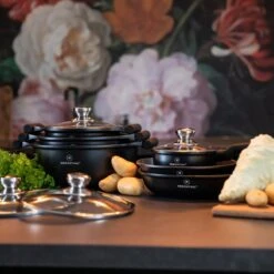 Herenthal Inductie Pannenset - Luxe 10-delige Koekenpanset - Voor Alle Warmtebronnen - Met Glazen Deksels En Koudgrepen - Zwart -PannenPunt Aanbiedingen Winkel 1200x1200 206