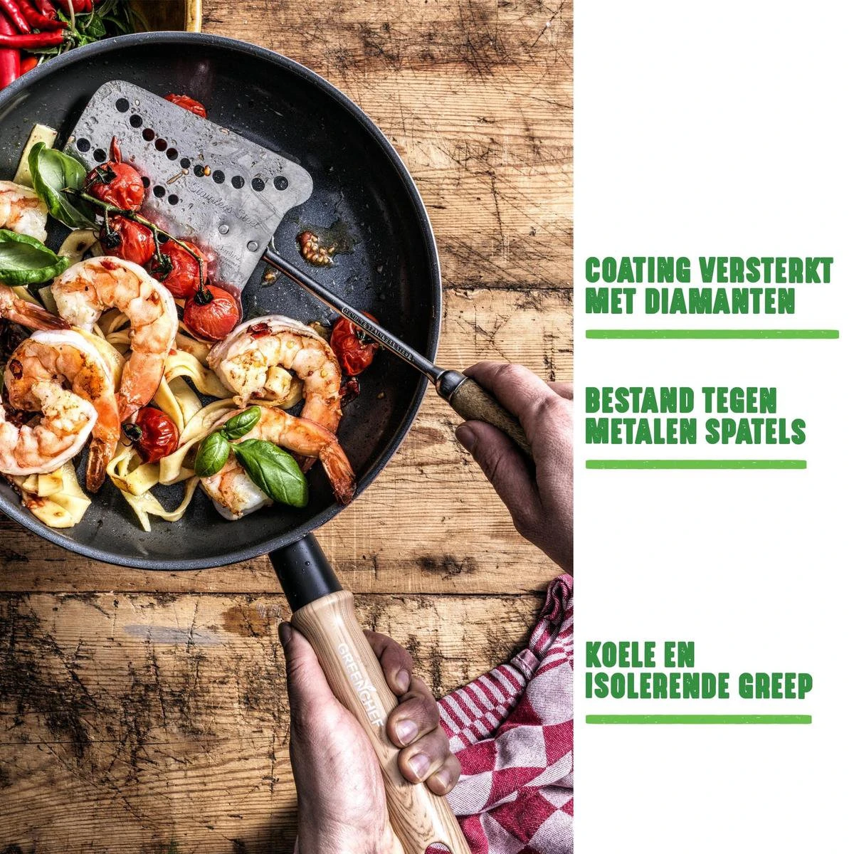 GreenChef Vintage Wokpan 28cm/3.7L - Zwart - Inductie - PFAS-vrij 8 GreenChef Vintage Wokpan 28cm/3.7L - Zwart - Inductie - PFAS-vrij - Afbeelding 8