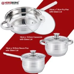 Herzberg Pannenset – 12-Delig – Voor Inductie En Gas – Vaatwasser Bestendig – RVS Met Glazen Deksels -PannenPunt Aanbiedingen Winkel 1200x1200