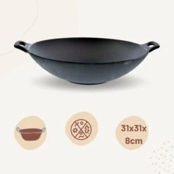 Orange85 Gietijzeren Wokpan - Alle Warmtebronnen - Inductie - Wok - Zwart - 31cm - Gietijzer - Wokpannen -PannenPunt Aanbiedingen Winkel 1200x1200 310