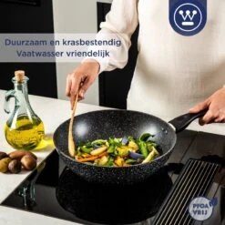 Westinghouse Wokpan Inductie - Ø 30 Cm - Zwart Marmer - Met Deksel -PannenPunt Aanbiedingen Winkel 1200x1200 344
