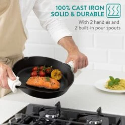 Navaris Gietijzeren Koekenpan - Braadpan Van Gietijzer - Ronde Skillet - Geschikt Voor Alle Warmtebronnen - Ø 30 Cm - Ovenbestendig Tot 260 Graden -PannenPunt Aanbiedingen Winkel 1200x1200 387