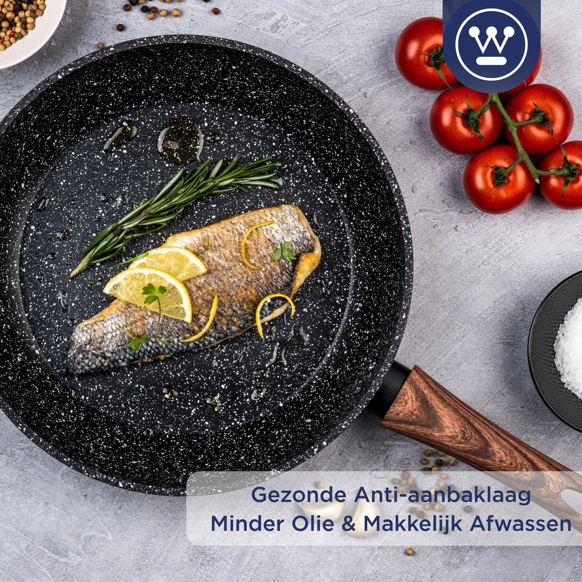 Westinghouse Koekenpan Inductie - Ø 30 Cm - Zwart Marmer - Speciale Editie 7 Westinghouse Koekenpan Inductie - Ø 30 Cm - Zwart Marmer - Speciale Editie - Afbeelding 7