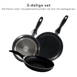 Cheqo® PRO 3-Delige Koekenpannenset - Koekenpan Set - Pannenset - Geperst Aluminium - Geschikt Voor Gas, Elektrisch, Keramisch, Halogeen Koken -PannenPunt Aanbiedingen Winkel 1200x1200 658