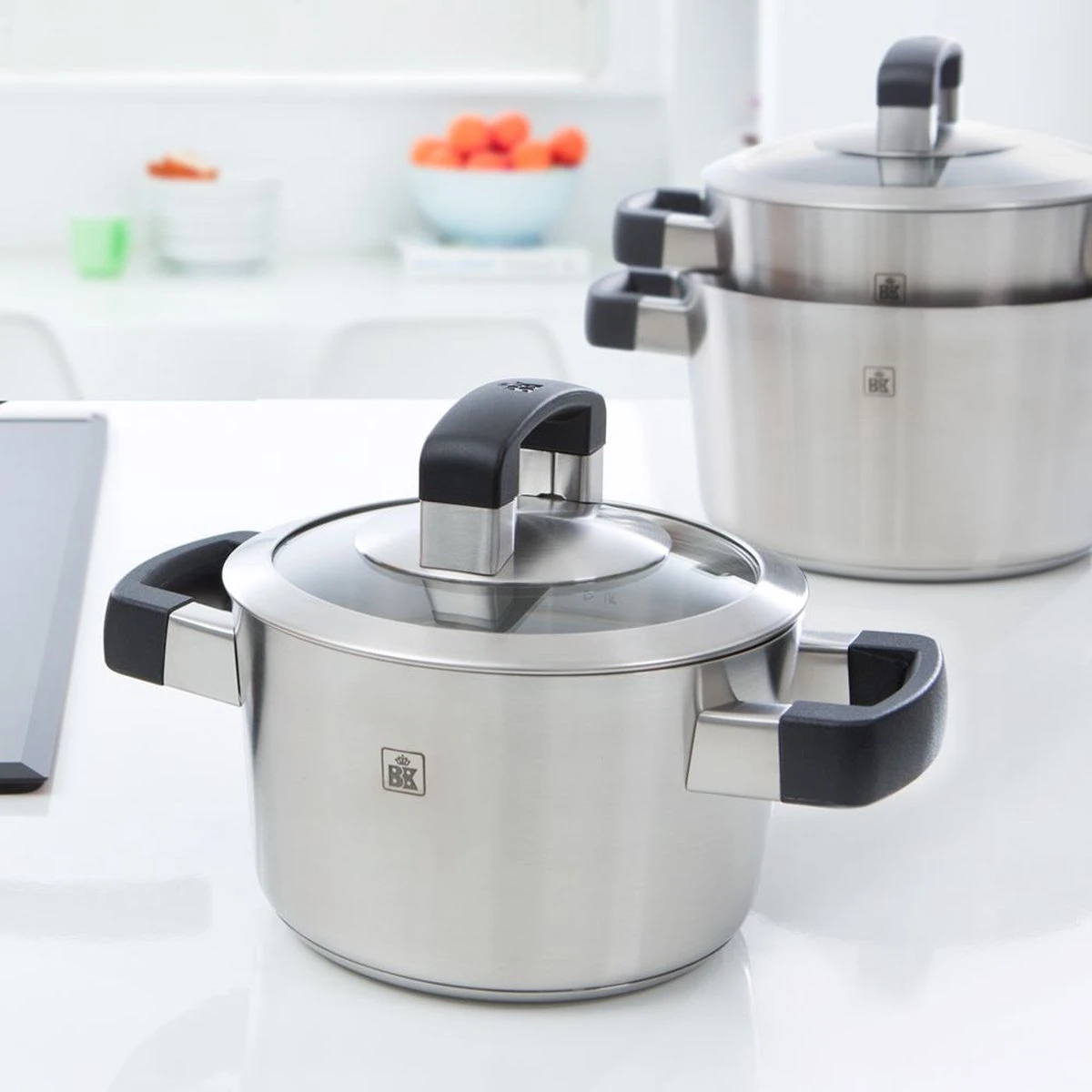 BK Conical Cool Glas Pannenset - 4-delig - RVS - Glazen Deksel - Inductie 2 BK Conical Cool Glas Pannenset - 4-delig - RVS - Glazen Deksel - Inductie - Afbeelding 2