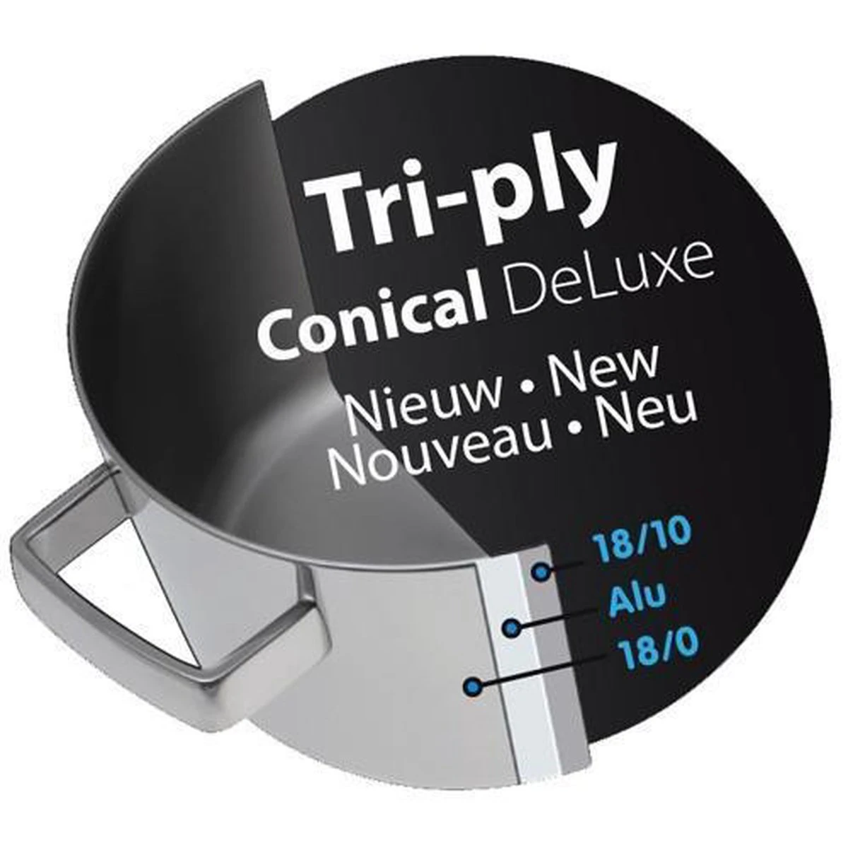 BK Conical Deluxe Kookpannenset - 5 Delig - RVS 2 BK Conical Deluxe Kookpannenset - 5 Delig - RVS - Afbeelding 2