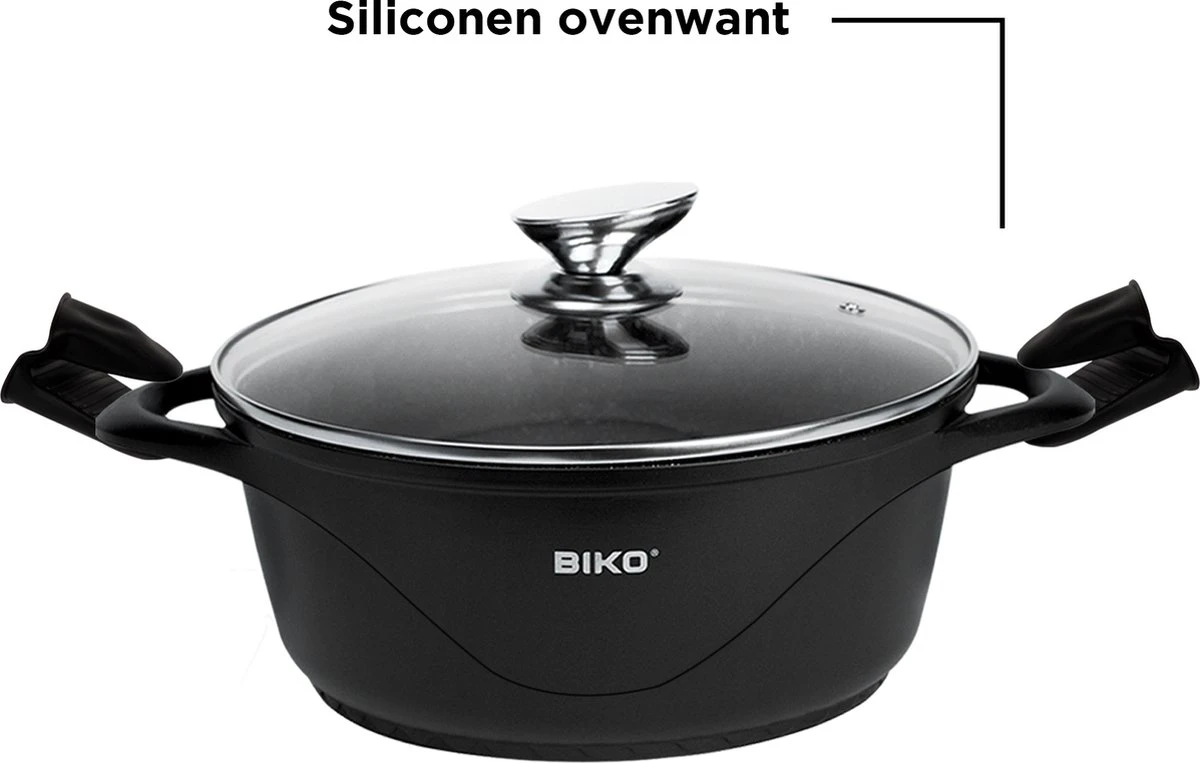 BIKO - Smile Pannen 8 Delige Pannenset - Braadpan - Zwart 9 BIKO - Smile Pannen 8 Delige Pannenset - Braadpan - Zwart - Afbeelding 9