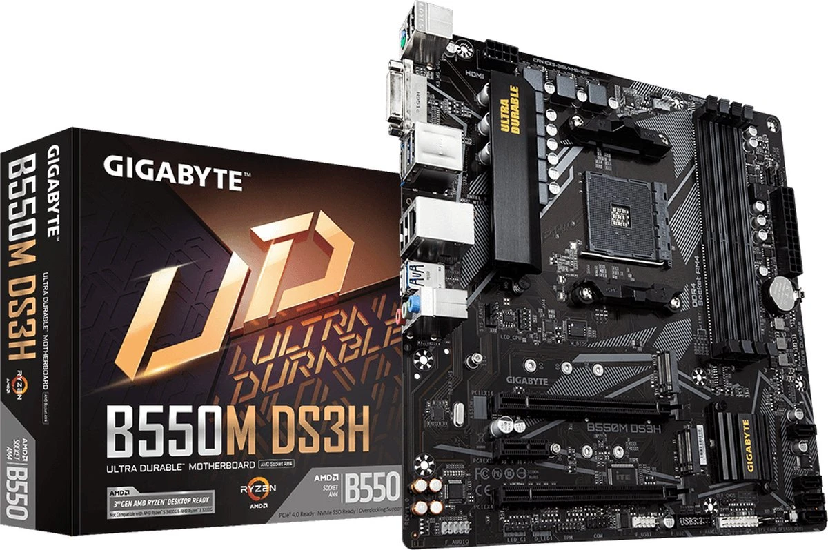Gigabyte B550M DS3H AMD B550 Socket AM4 Micro ATX 1 Gigabyte B550M DS3H AMD B550 Socket AM4 Micro ATX