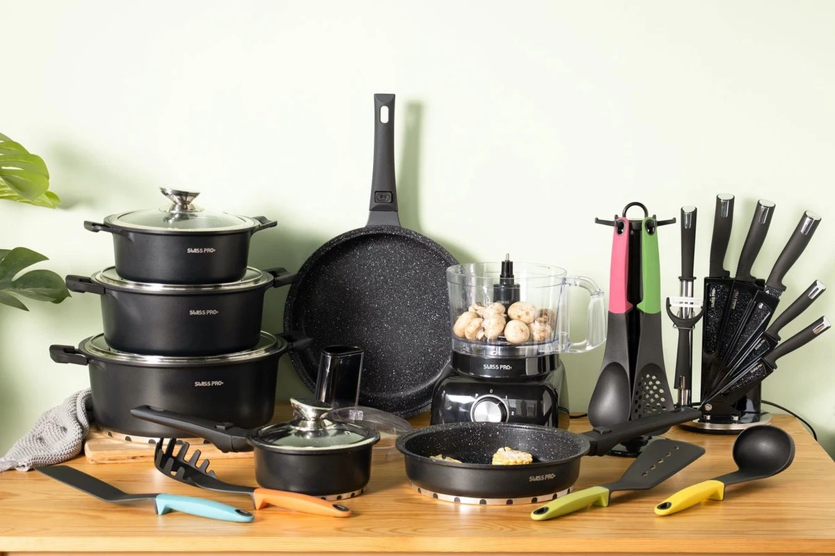Swiss Pro+ - SWP41D22 - Pannenset 41 Delig - Foodprocessor - Messenblok 8 Delig - Kookgerei Set Met Houder 7 Delig - Starters Pakket - 2022 Serie - Limited Edition -uitzet 10 Swiss Pro+ - SWP41D22 - Pannenset 41 Delig - Foodprocessor - Messenblok 8 Delig - Kookgerei Set Met Houder 7 Delig - Starters Pakket - 2022 Serie - Limited Edition -uitzet - Afbeelding 10