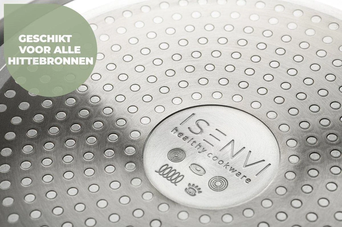 ISENVI Murray Keramische Wokpan 32CM - RVS Greep 4 ISENVI Murray Keramische Wokpan 32CM - RVS Greep - Afbeelding 4