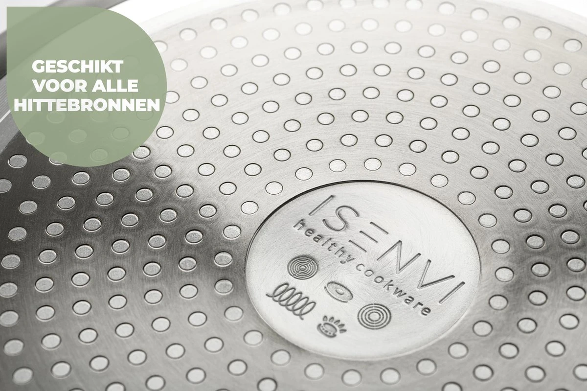 ISENVI Murray Keramische Wokpan 36 CM - RVS Greep 4 ISENVI Murray Keramische Wokpan 36 CM - RVS Greep - Afbeelding 4