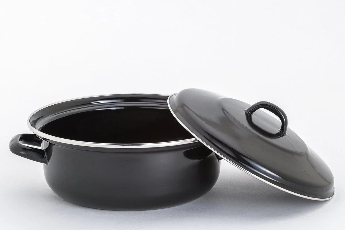 Lite-Body - Emaille - Magnus Braadpan 28cm/3,5l Met Deksel - Inductie - Zwart 2 Lite-Body - Emaille - Magnus Braadpan 28cm/3,5l Met Deksel - Inductie - Zwart - Afbeelding 2